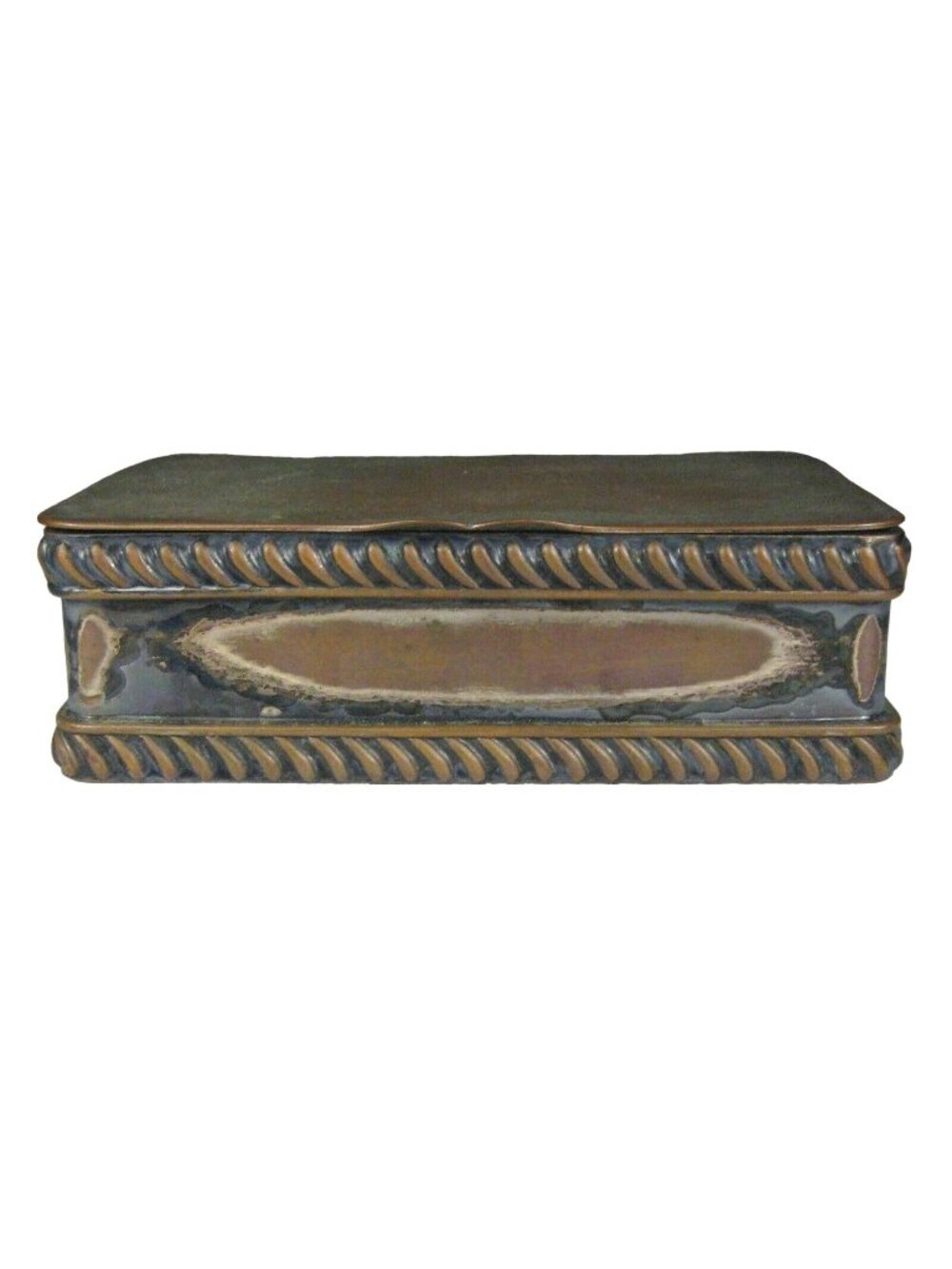 Antique Silver Plated on Copper Sheffield Keepsake Box Trinket WORN English